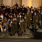 The Honour gaurd at the ANZAC dawn service at the Cenotaph at Auckland's War Memorial,. Credit...