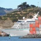 The last cruise ship to visit Dunedin's shores this season, Crystal Symphony at Port Chalmers...