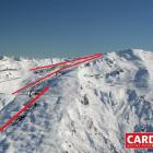 The line to be taken by Cardrona's fourth chairlift, the Valley View Quad, is shown at bottom...