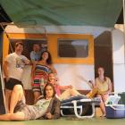 The Motor Camp cast (from left) Jonathan Hodge, Patrick Davies, Kim Garrett, Claire Dougan, Nadya...
