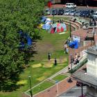 The Occupy Dunedin encampment in the Octagon. Photo by Peter McIntosh.