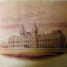 The original Dunedin Railway Station design from John Campbell in a Hocken Collections painting...