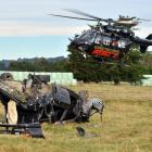 The Otago Regional Rescue Helicopter carrying a seriously injured person leaves the secne of an...