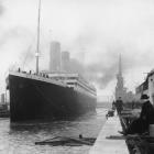 The RMS  Titanic  at the docks in April 1912, just days before its departure on its maiden voyage...