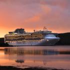 The Sapphire Princess enters Otago Harbour yesterday. Photo by Stephen Jaquiery.