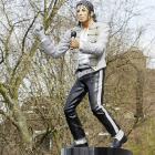 The statue of Michael Jackson at Fulham's Craven Cottage stadium in London. (AP Photo/Alastair...