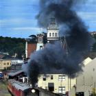 The steam locomotive Ab 608 Passchendaele starts a return trip between Dunedin Railway Station...