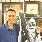 The stolen clone trooper with Reel Collectibles owner Hugh Clark. Photo supplied.