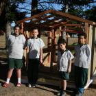 The Terrace School pupils (left) Anahera Cannell (12), Manaru Lewis (11), Levi (6) and Jayden...