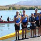 The Wakatipu  men's novice four after receiving their gold medal (from left) Logan Boyd, Reid...