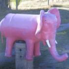 This Chatto Creek letterbox, named Simba the pink elephant, has been stolen. Photo: supplied.