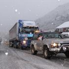 This freight truck was towed up the Frankton Rd incline, near the Kawarau Rd roundabout, this...