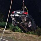 This image taken from video and provided by KTLA-TV shows Charlie Sheen's silver Mercedes S600...
