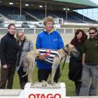 Threat, the winner of the Clare and Leo Devenie Memorial Stakes with handler Ross Mathers at...
