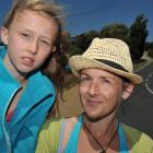 Tina Gill and her niece, Imogen Brophy (9), walk next to Coast Rd in Karitane yesterday. Photo by...