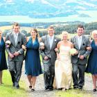 Toby Schuck and Leanne Vakatini are pictured on their wedding day at Alexandra with their...