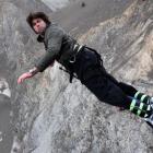 Tom Palmer, the England lock, dives off at the 134m high Nevis Bungy.  (Photo by David Rogers...