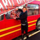 Tourism Waitaki event development officer Jan Kennedy secures a novel way of promoting the...