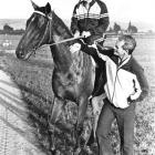 Trainer Frank Ritchie, jockey Gary Stewart and the great Bonecrusher check out Wingatui. Photo...