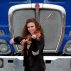 Truck driver turned violinist Karla Norton in Dunedin yesterday. Photo by Gerard O'Brien.