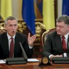 Ukraine President Petro Poroshenko (right) and Nato Secretary-general Jens Stoltenberg attend the...