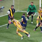 Ukraine's Andriy Shevchenko (L) scores his second goal during game against Sweden at their Group...