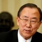 United Nations General Secretary Ban Ki-moon speaks after a meeting US President Barack Obama in...