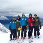 United States ambassador to New Zealand Mark Gilbert (second from right) joins United States ski...