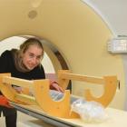 University of Otago geologist Dr Virginia Toy feeds Southern Alps rock core into a CT scanner at...