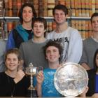 University of Otago law students (rear, from left) Alice Osman, Luke Barrington, Louis Chambers,...