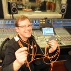 University of Otago music technician Stephen Stedman with the fibre-optic cable and converters...