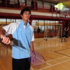 Up and coming badminton player Kamil Patel practises at the Otago Boys High School gym yesterday....