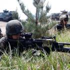 US marines participate in a US-South Korea joint landing operation drill in Pohang, about 370km...