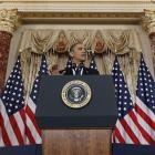 US President Barack Obama delivers a policy address on events in the Middle East at the State...