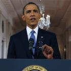US President Barack Obama delivers a televised address from the White House in Washington on his...