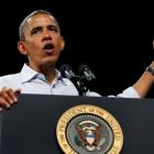 US President Barack Obama speaks at a campaign event at the Palm Beach County Convention Center...