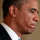 US President Barack Obama takes part in a news conference in the East Room of the White House in...