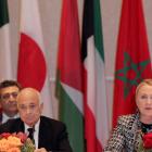 US Secretary of State Hillary Clinton speaks during the Friends of Syrian People Ministerial as...