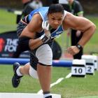 Valerie Adams in action at the national track and field championships in Dunedin yesterday. Adams...