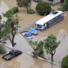 Vehicles swamped by floodwaters at Henley on Saturday. Photo by Stephen Jaquiery.