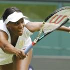Venus Williams of the US returns a shot to Bulgaria's Tsvetana Pironkova during their match at...
