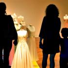 Visitors take in  Tanya Carlson's ''Not All White'' collection at the Dunedin Public Art Gallery...