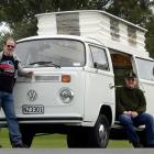 Volkswagen enthusiasts Martin van Raalte (67, left) and Ken Berry (72) in Dunedin yesterday....