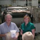 Belex Wool's former owner, Geoff Taylor, of Luggate, and operations officer Deirdre Coker, of...