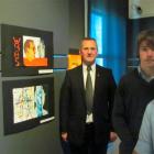 Waitaki Boys' High School rector Paul Jackson, and art pupils James McCulloch (left) and Daniel...