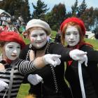 Waitaki Girls High School senior drama group members Rebekah Bisson (16), left, Susanna Elliffe ...