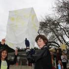 Waitiati School pupils Leilani Baeumer (10, left) and Eamon 
...