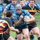 Wakatipu's Henry Youngman on the charge during his team's win over Clyde-Earnscleugh at the...