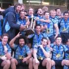 Wakatipu team members celebrate their 16-5 win over Arrowtown in the Central Otago premier rugby...