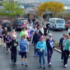 Walkers head out on the inaugural Wellness Walk from King's High School, in Dunedin, yesterday....